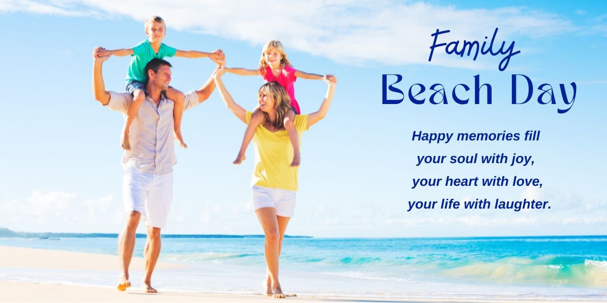 Family Walking Beach Day Image