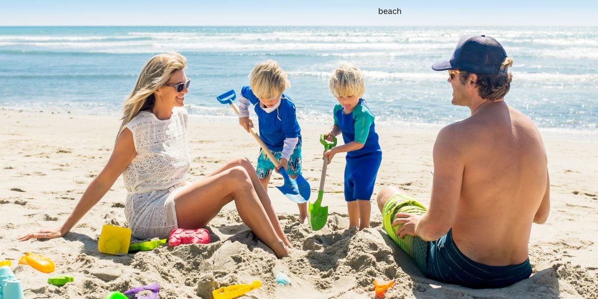 Family Beach Day Boys Digging Sand Photo